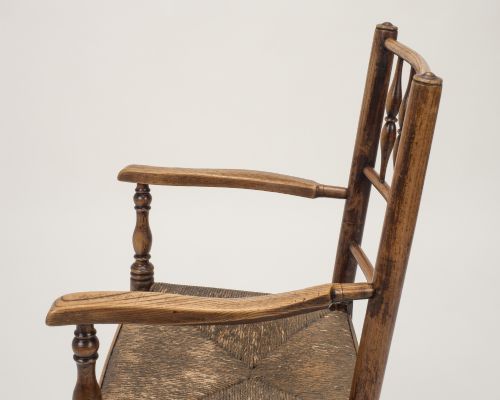 ORIGINAL EARLY 19TH CENTURY ENGLISH COUNTRY ELM ASH RUSHSEATED ARMCHAIR C18201840 - ADDITIONAL PHOTO 4