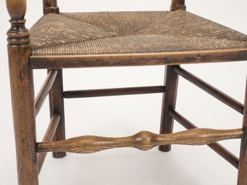 ORIGINAL EARLY 19TH CENTURY ENGLISH COUNTRY ELM ASH RUSHSEATED ARMCHAIR C18201840 - ADDITIONAL PHOTO 5