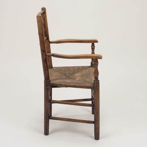 ORIGINAL EARLY 19TH CENTURY ENGLISH COUNTRY ELM ASH RUSHSEATED ARMCHAIR C18201840 - ADDITIONAL PHOTO 7