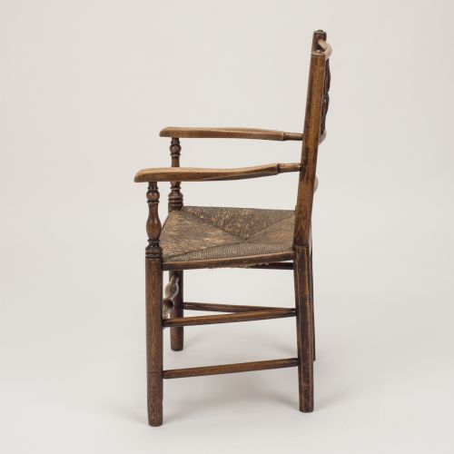 ORIGINAL EARLY 19TH CENTURY ENGLISH COUNTRY ELM ASH RUSHSEATED ARMCHAIR C18201840 - ADDITIONAL PHOTO 8