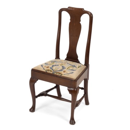 George II Walnut Side Chair with Floral Needlework Seat, C.1730–1750