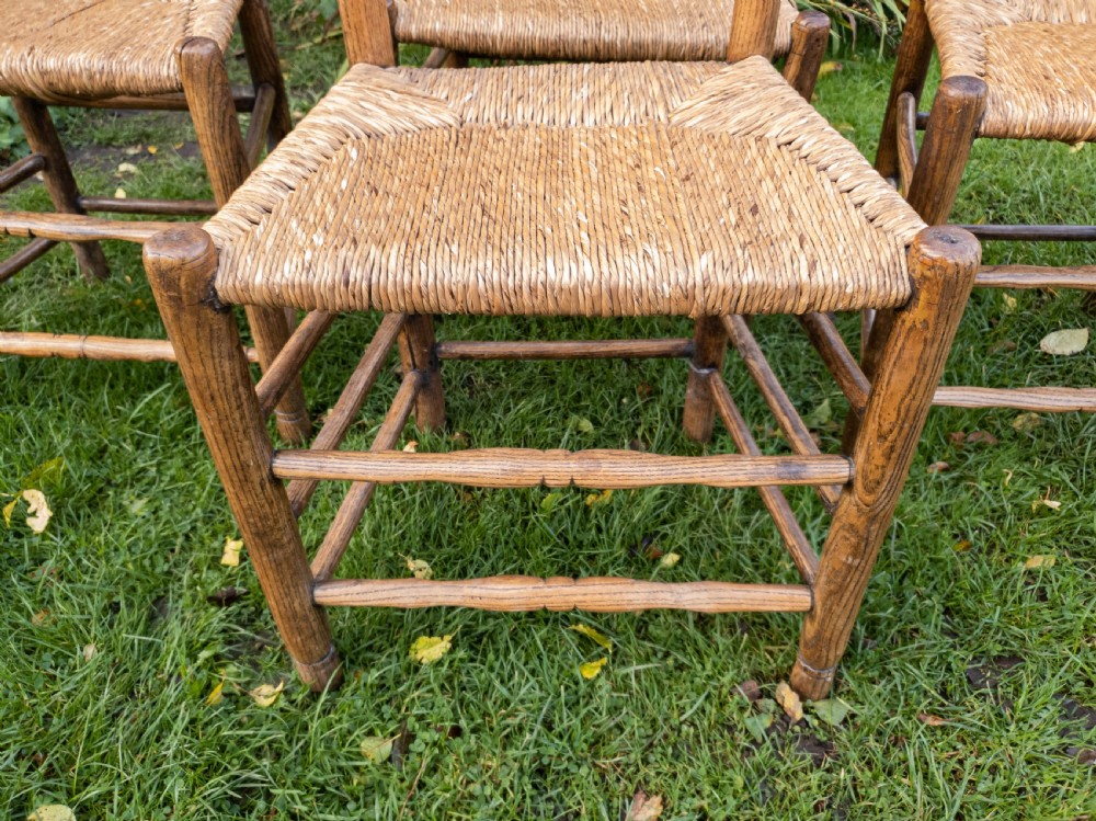 C18th Elm Provincial Country Ladderback Set of 4 Dining Chairs C1790 (Georgian) View III