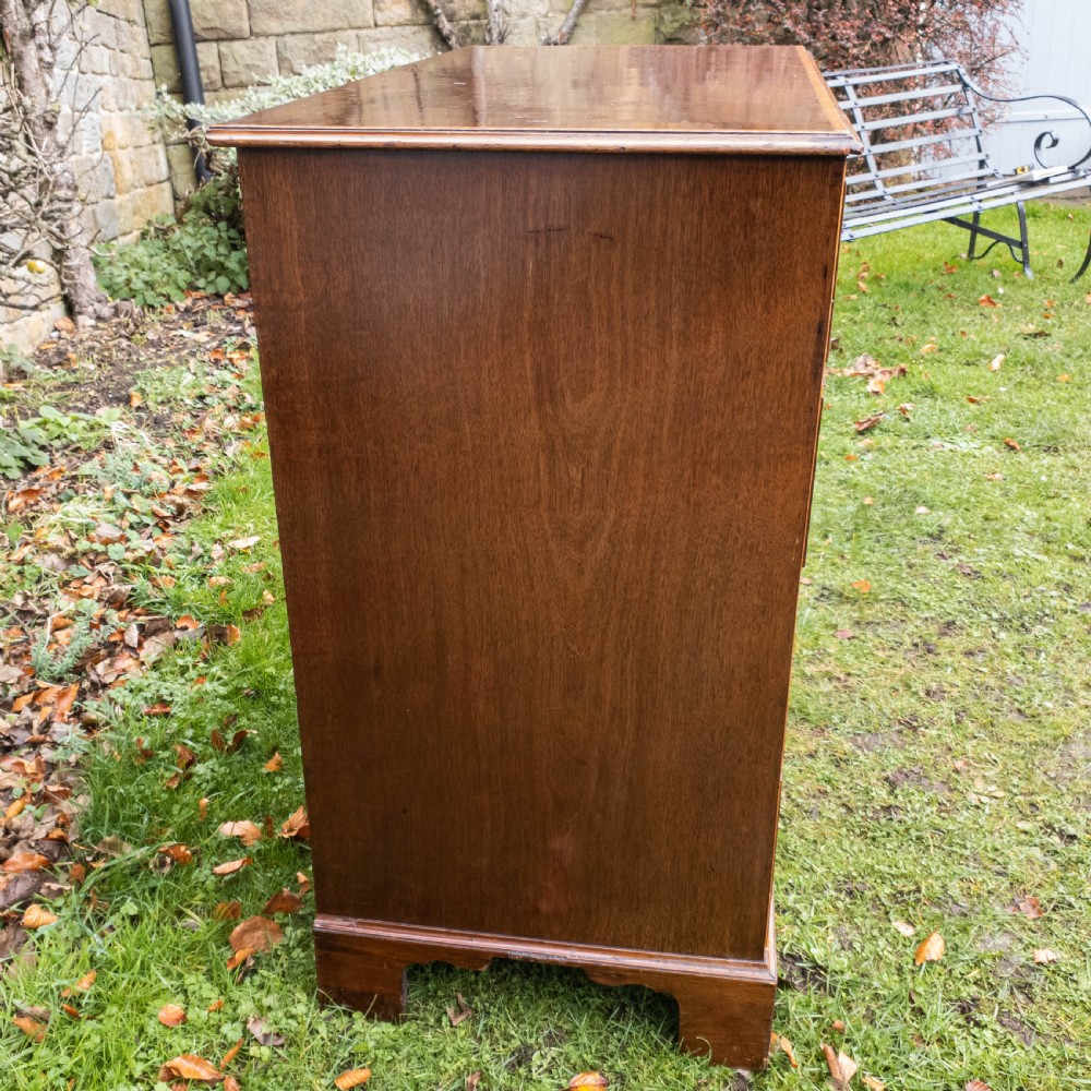 Georgian Mahogany Inlaid Banded Straight Front 4 Height Chest of Drawers C1780 View VIII