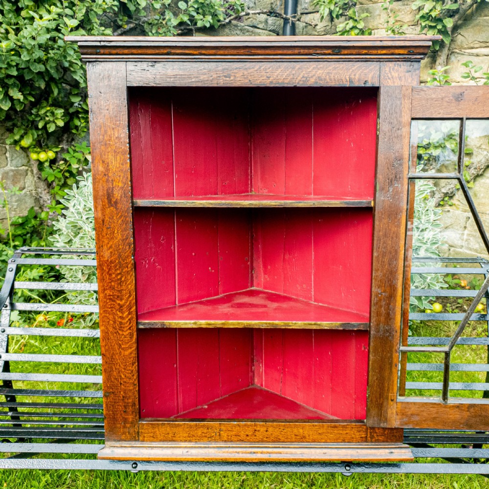 Georgian Astragal Glazed Oak Wall Hanging Corner Cabinet C1775 (George III) View X