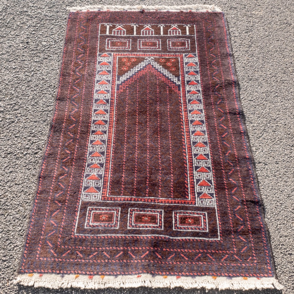 Afghan Baluch Prayer Rug 4'10