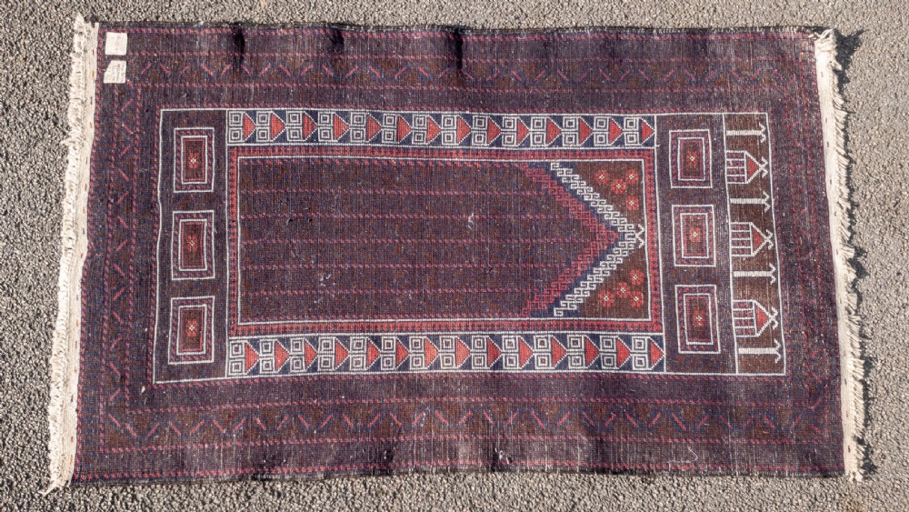 Afghan Baluch Prayer Rug 4'10
