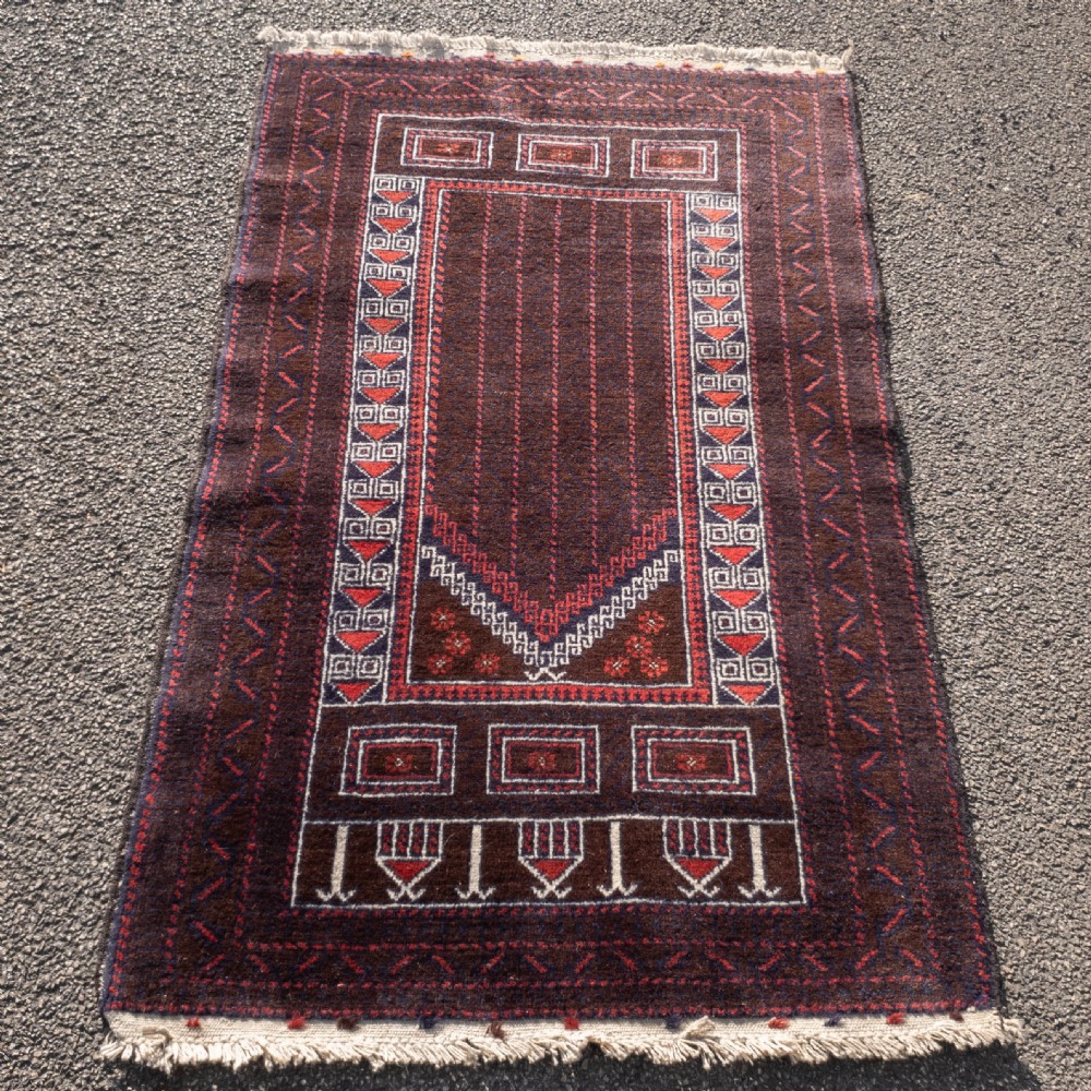 Afghan Baluch Prayer Rug 4'10