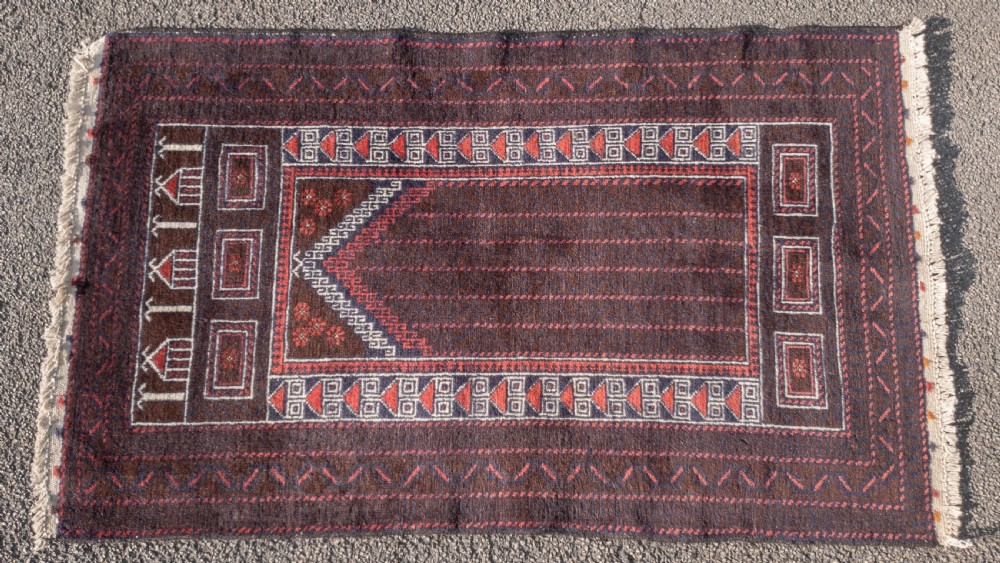 Afghan Baluch Prayer Rug 4'10