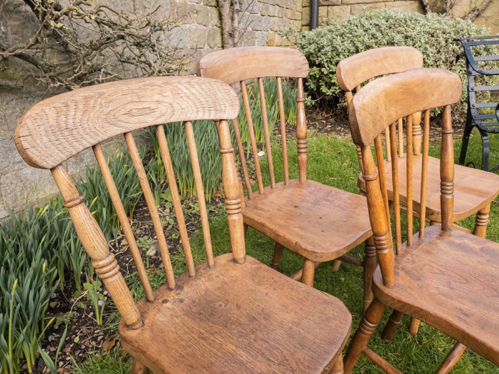 C19th Elm & Ash Country Kitchen Scullery Set of 4 Dining Chairs View VI