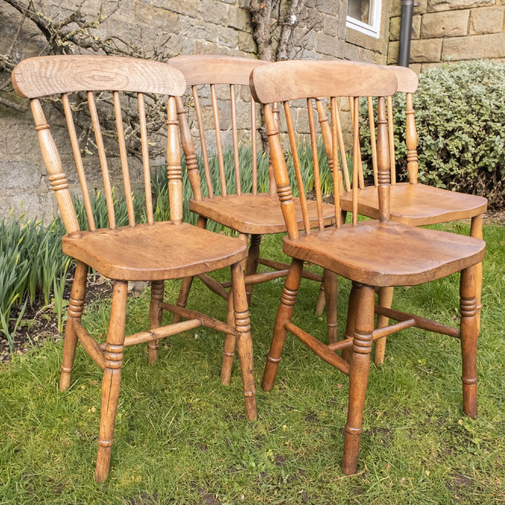 C19th Elm & Ash Country Kitchen Scullery Set of 4 Dining Chairs View VII