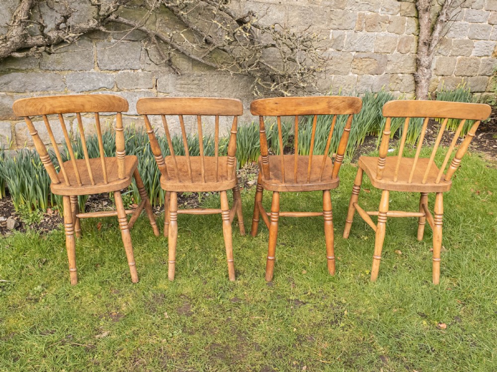 C19th Elm & Ash Country Kitchen Scullery Set of 4 Dining Chairs View XI