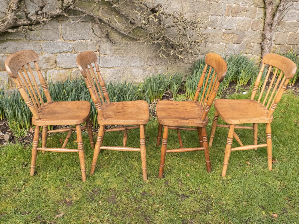 C19th Elm & Ash Country Kitchen Scullery Set of 4 Dining Chairs View XII