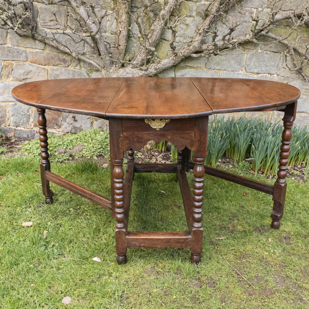 C17th & Later Small Oak Oval Gateleg Country Dining Table