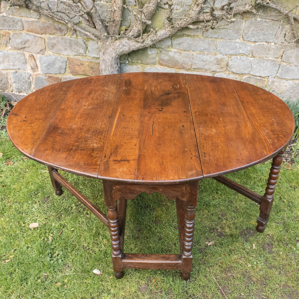 C17th & Later Small Oak Oval Gateleg Country Dining Table View II
