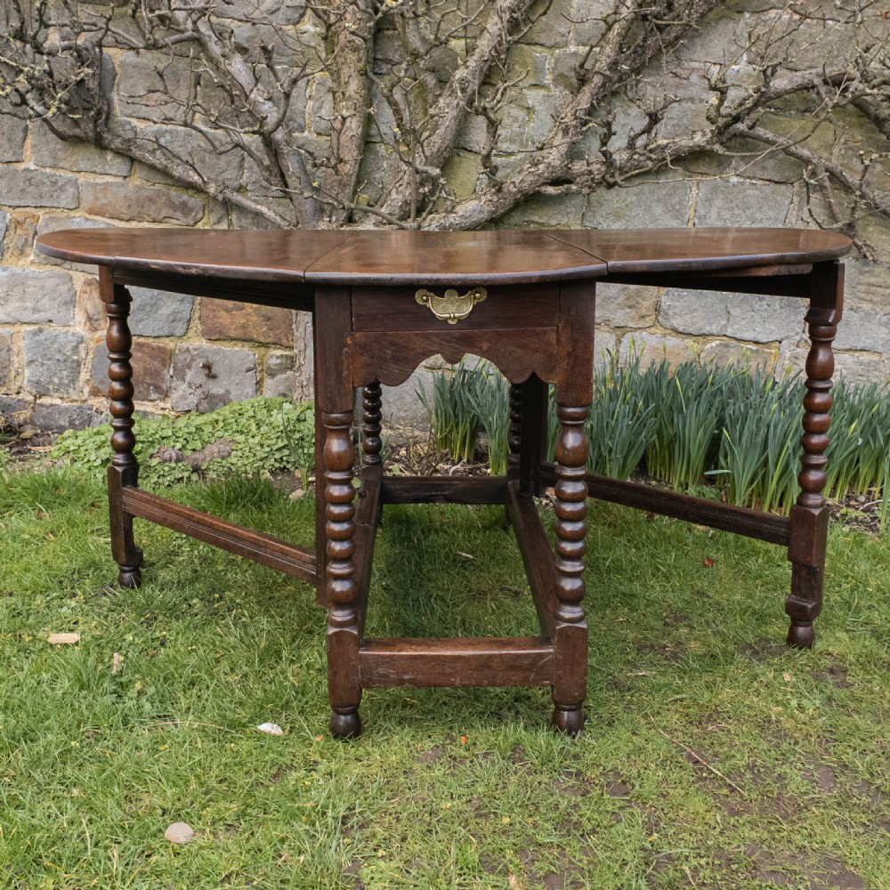 C17th & Later Small Oak Oval Gateleg Country Dining Table View VI