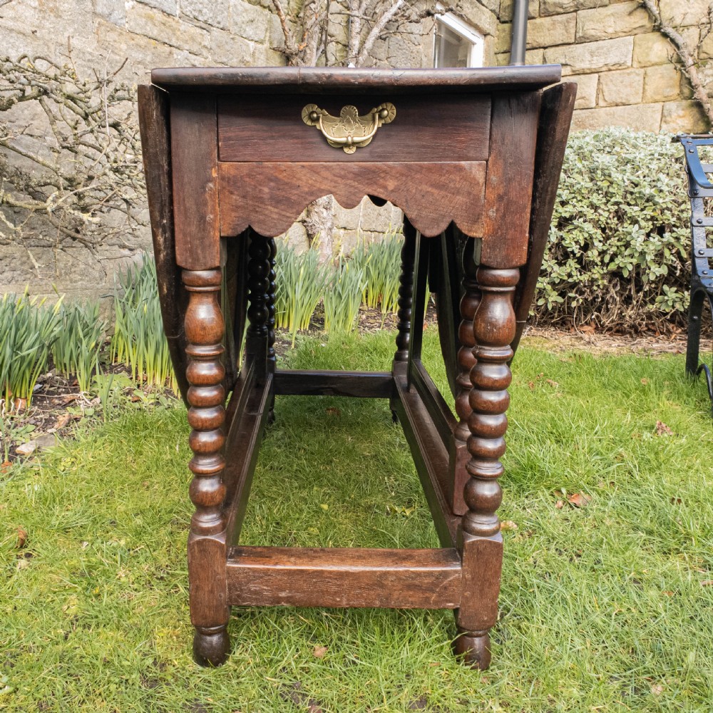 C17th & Later Small Oak Oval Gateleg Country Dining Table View VII