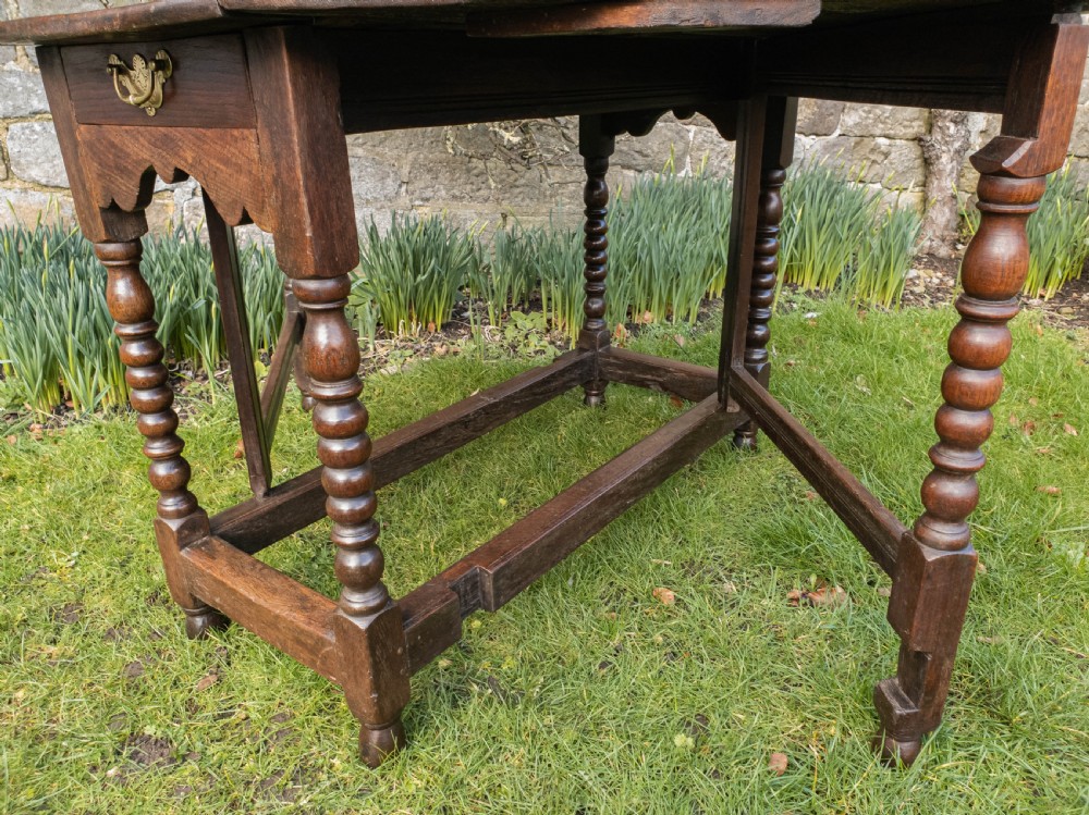 C17th & Later Small Oak Oval Gateleg Country Dining Table View IX