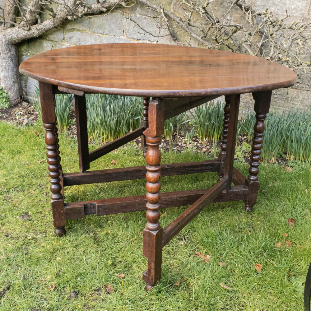 C17th & Later Small Oak Oval Gateleg Country Dining Table View XI