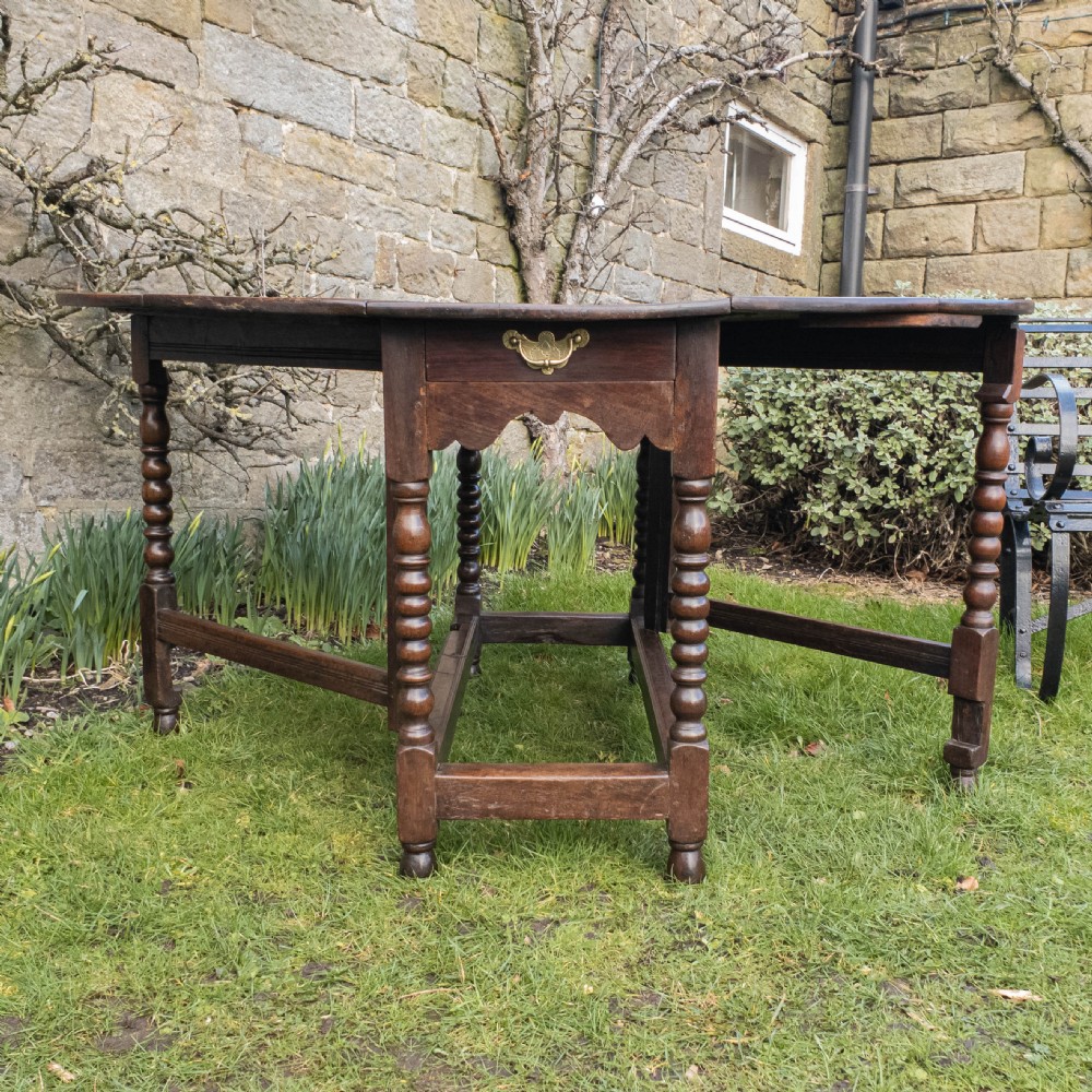 C17th & Later Small Oak Oval Gateleg Country Dining Table View XII