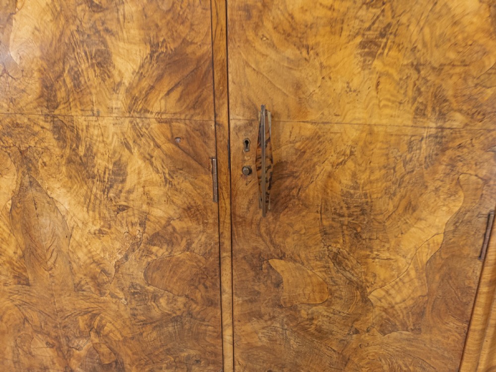 Art Deco Burr Walnut Triple Wardrobe C1930 View III