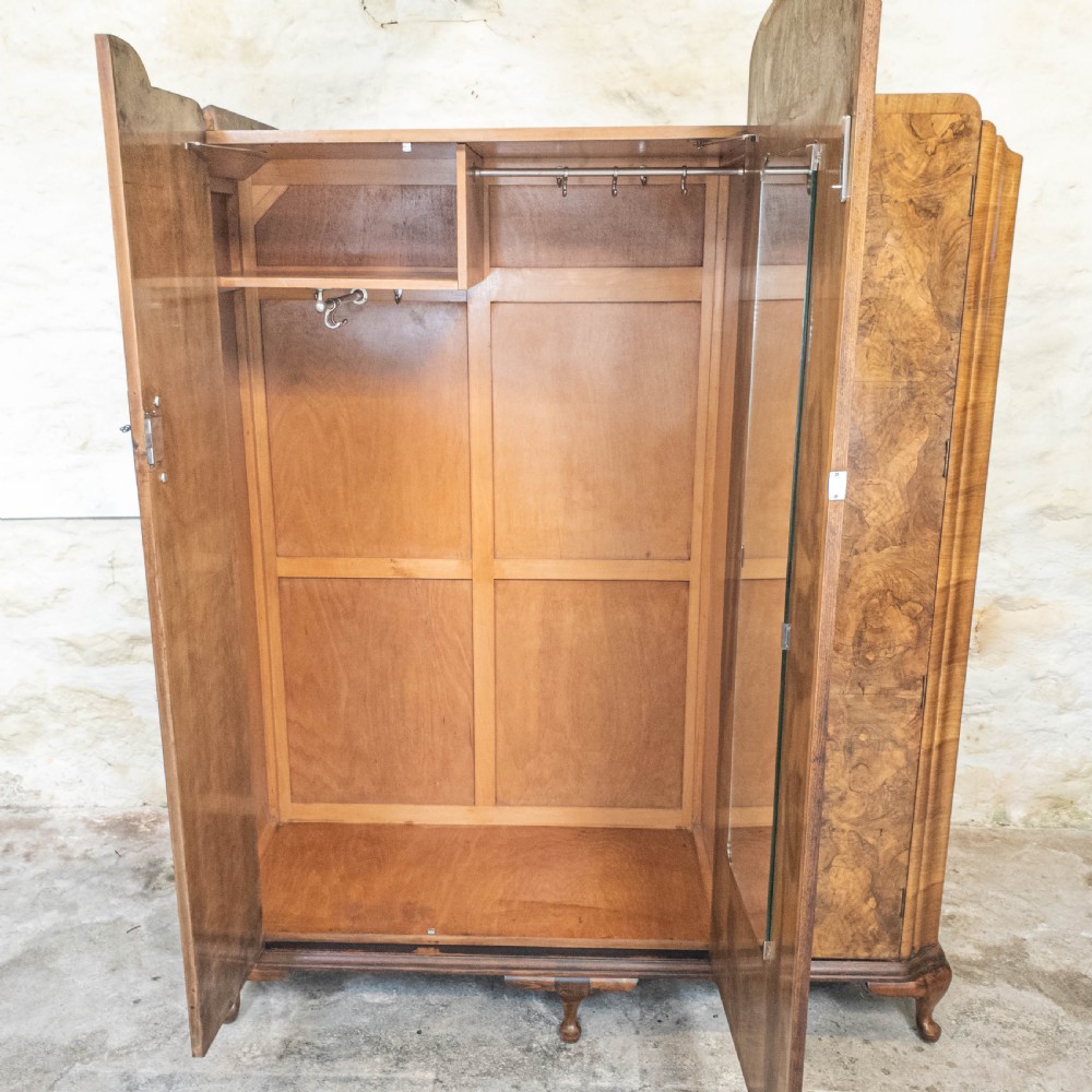 Art Deco Burr Walnut Triple Wardrobe C1930 View IV