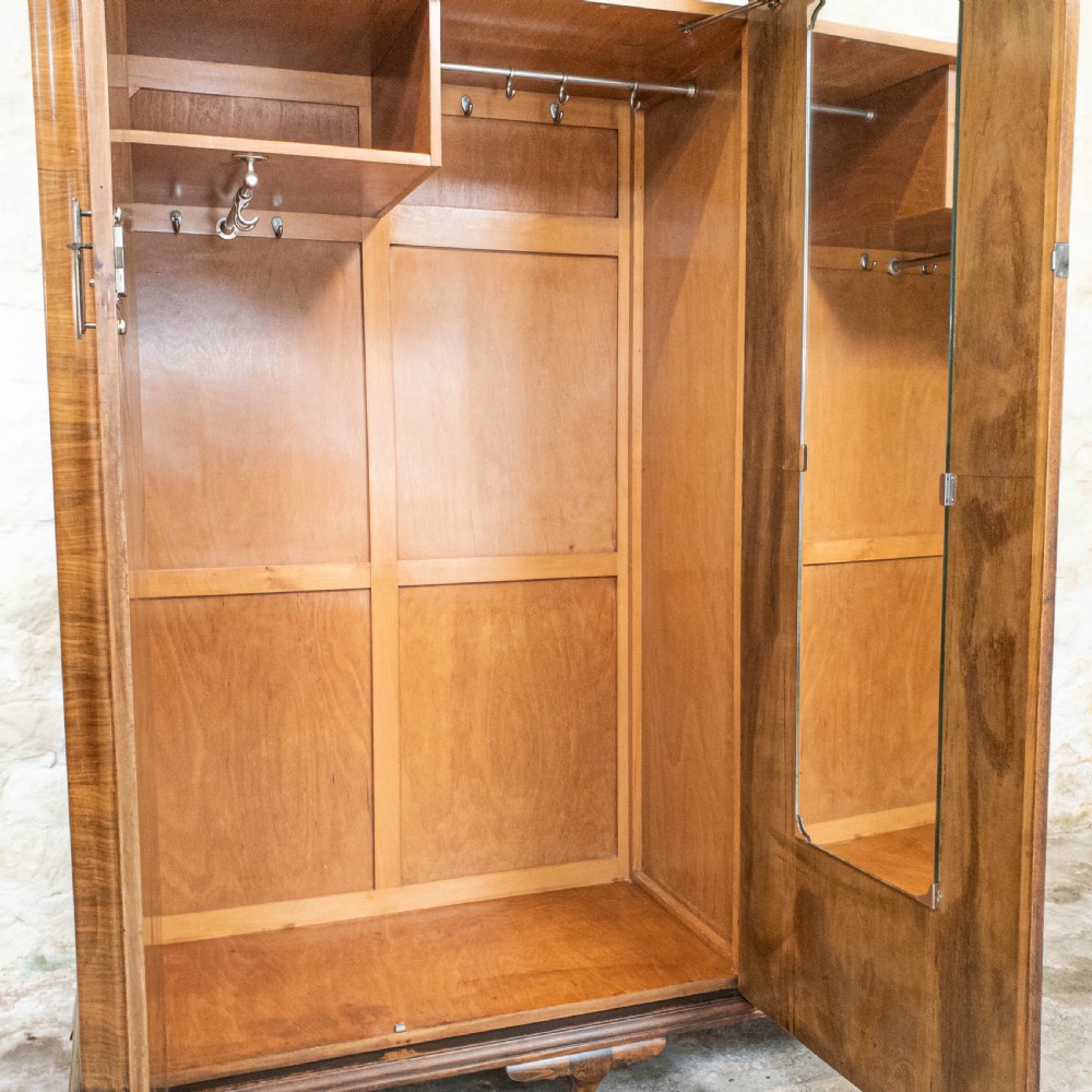 Art Deco Burr Walnut Triple Wardrobe C1930 View VI