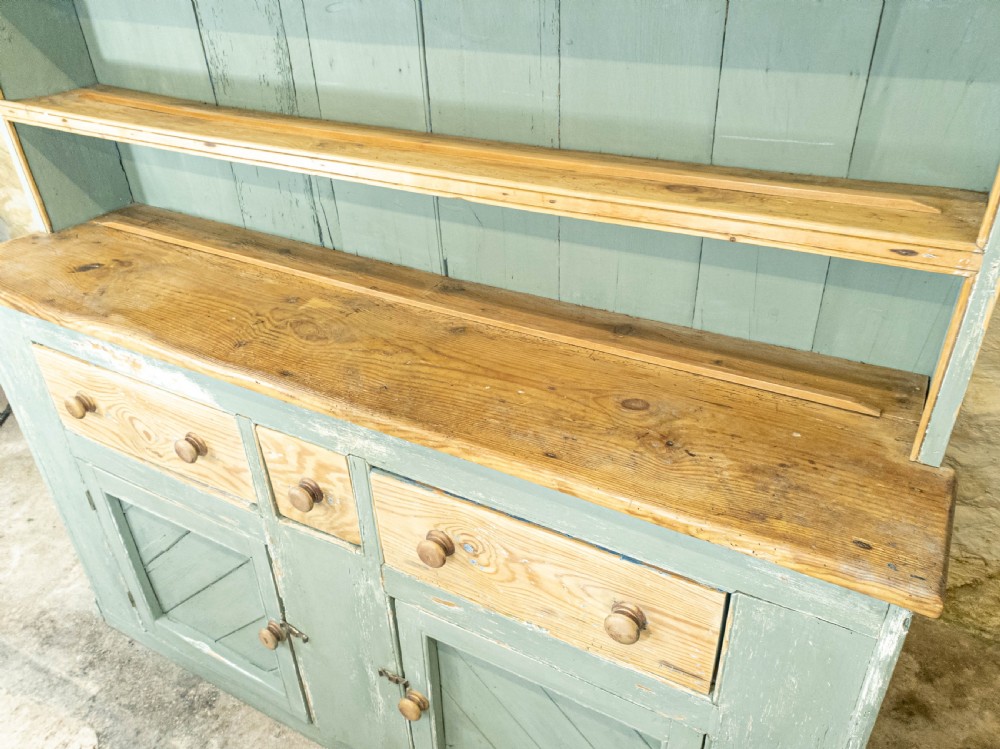 C19th Rustic Painted Irish Pine Dresser (Country Farmhouse) View V