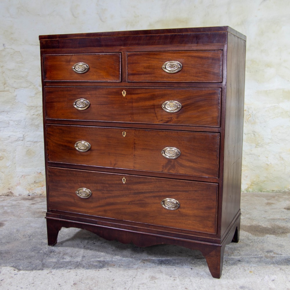 Regency Caddy Top Mahogany Inlaid Chest of Drawers