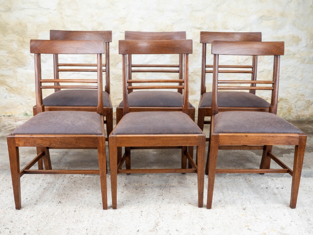Set of 6 Georgian Leather & Mahogany Country Dining Chairs View III