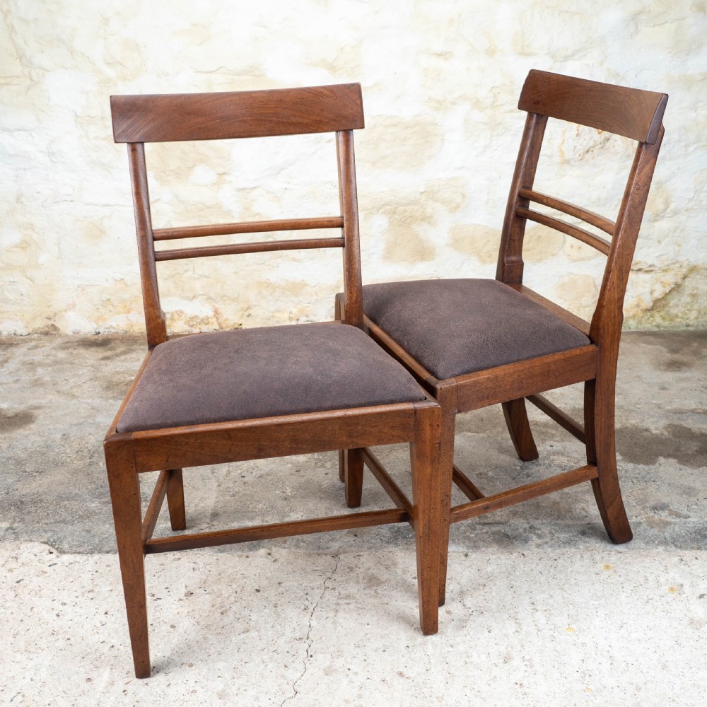 Set of 6 Georgian Leather & Mahogany Country Dining Chairs View IV