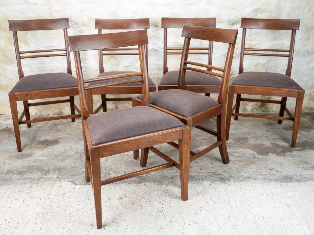 Set of 6 Georgian Leather & Mahogany Country Dining Chairs View V