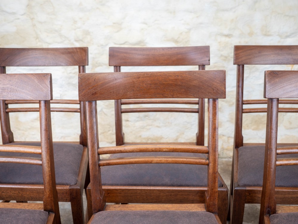 Set of 6 Georgian Leather & Mahogany Country Dining Chairs View VI