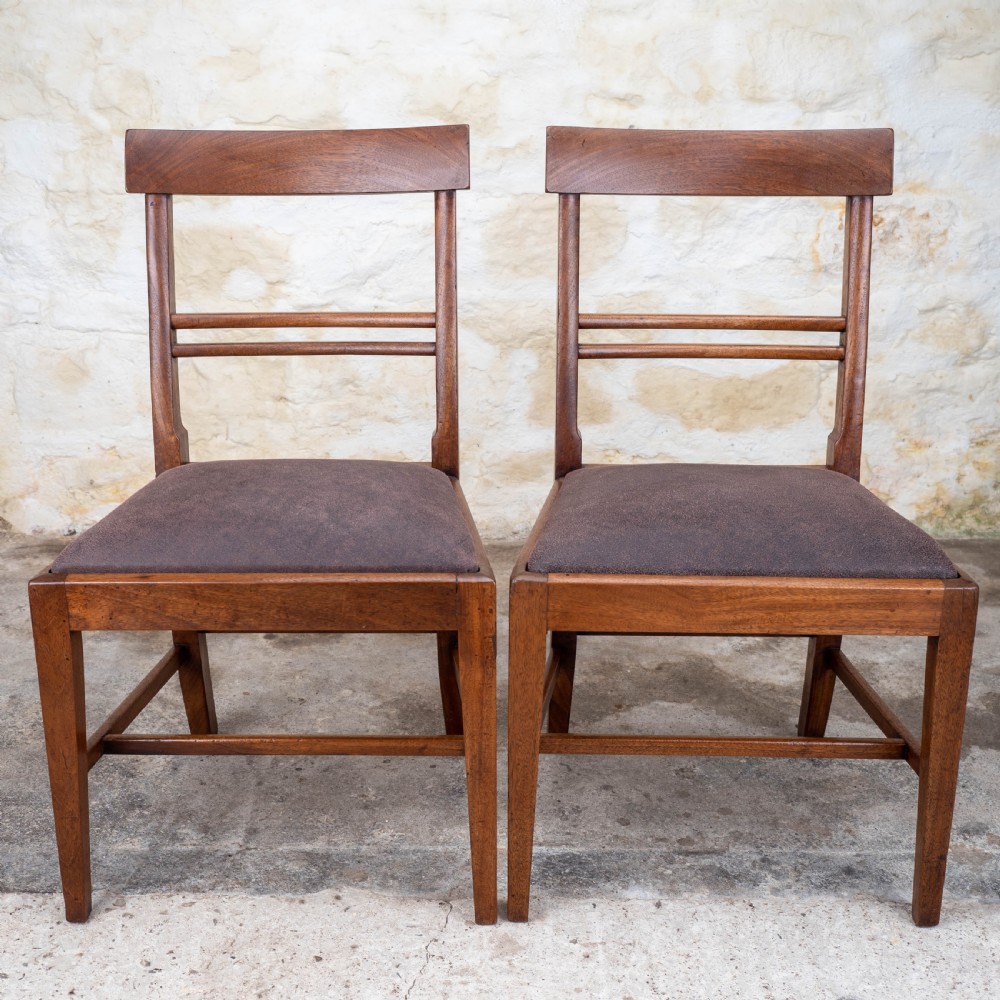 Set of 6 Georgian Leather & Mahogany Country Dining Chairs View VII