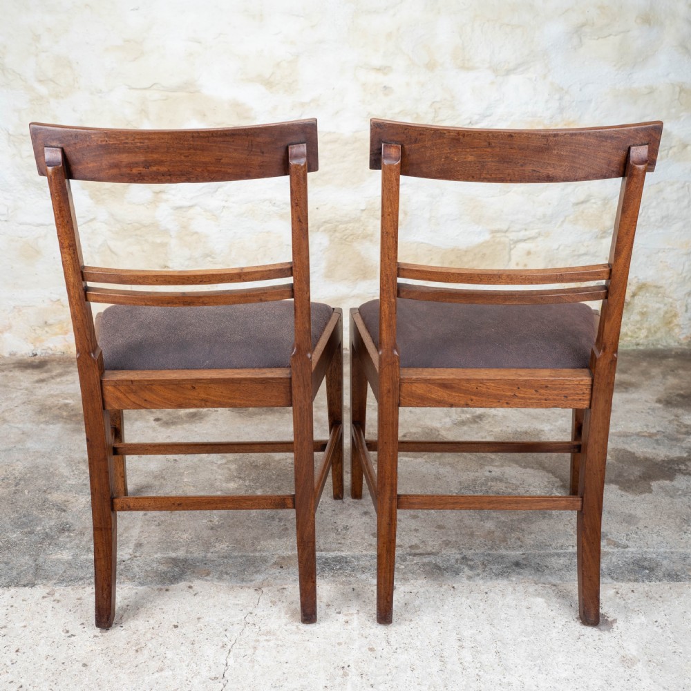 Set of 6 Georgian Leather & Mahogany Country Dining Chairs View X