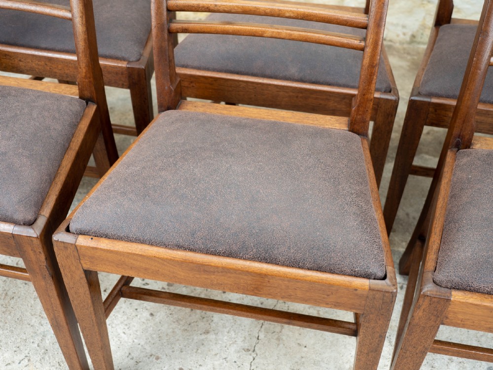 Set of 6 Georgian Leather & Mahogany Country Dining Chairs View XI