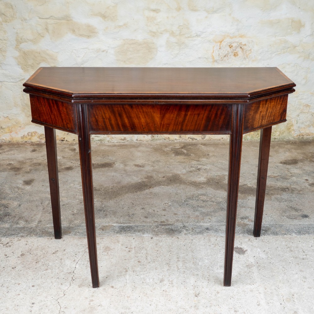 Georgian Mahogany & Tulipwood Cross Banded Console / Foldover Tea Table View II