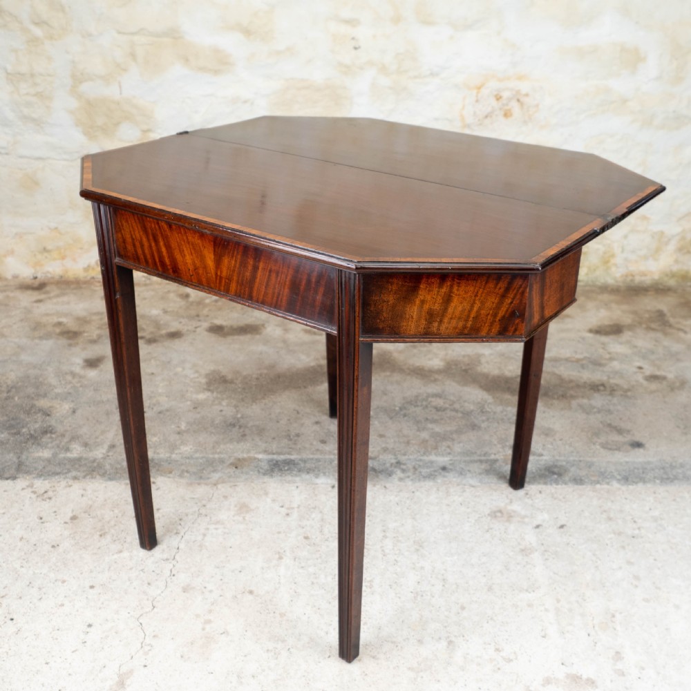 Georgian Mahogany & Tulipwood Cross Banded Console / Foldover Tea Table View III