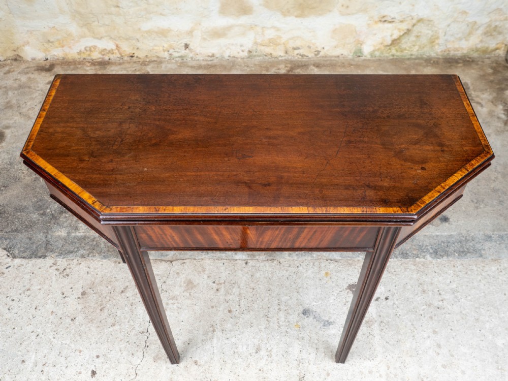 Georgian Mahogany & Tulipwood Cross Banded Console / Foldover Tea Table View VI