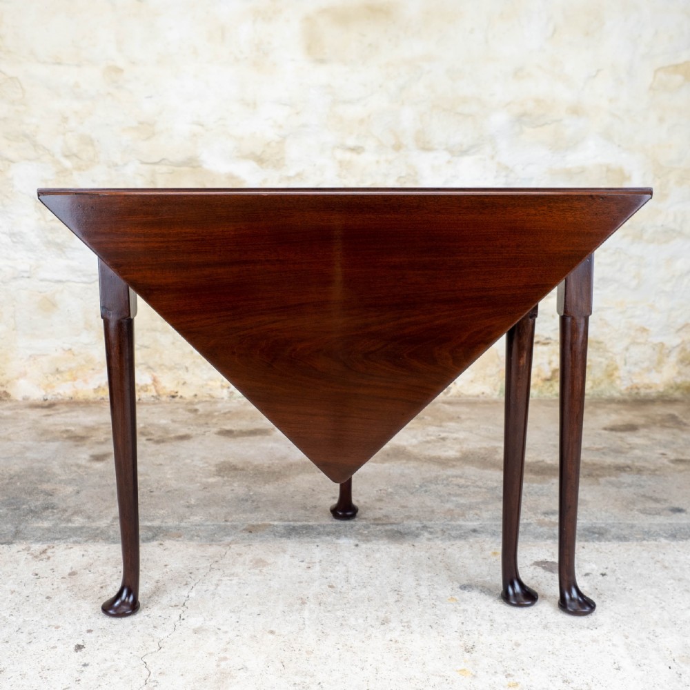 George II Pad Foot Mahogany Triangular Corner Drop-Leaf Tea Table View II