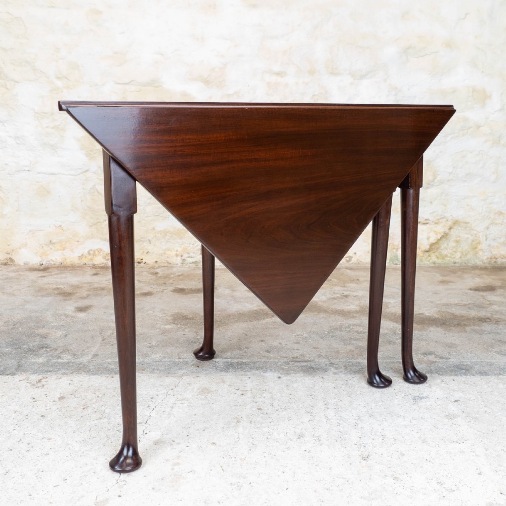 George II Pad Foot Mahogany Triangular Corner Drop-Leaf Tea Table
