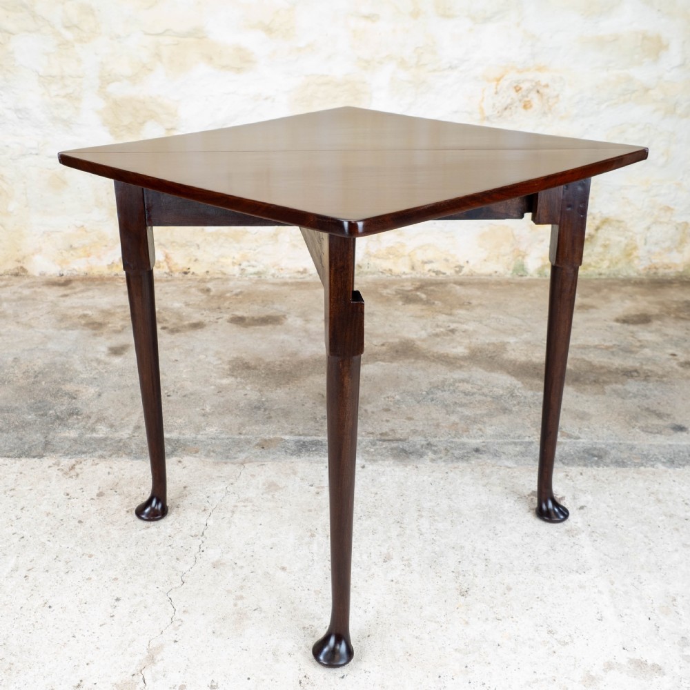 George II Pad Foot Mahogany Triangular Corner Drop-Leaf Tea Table View V