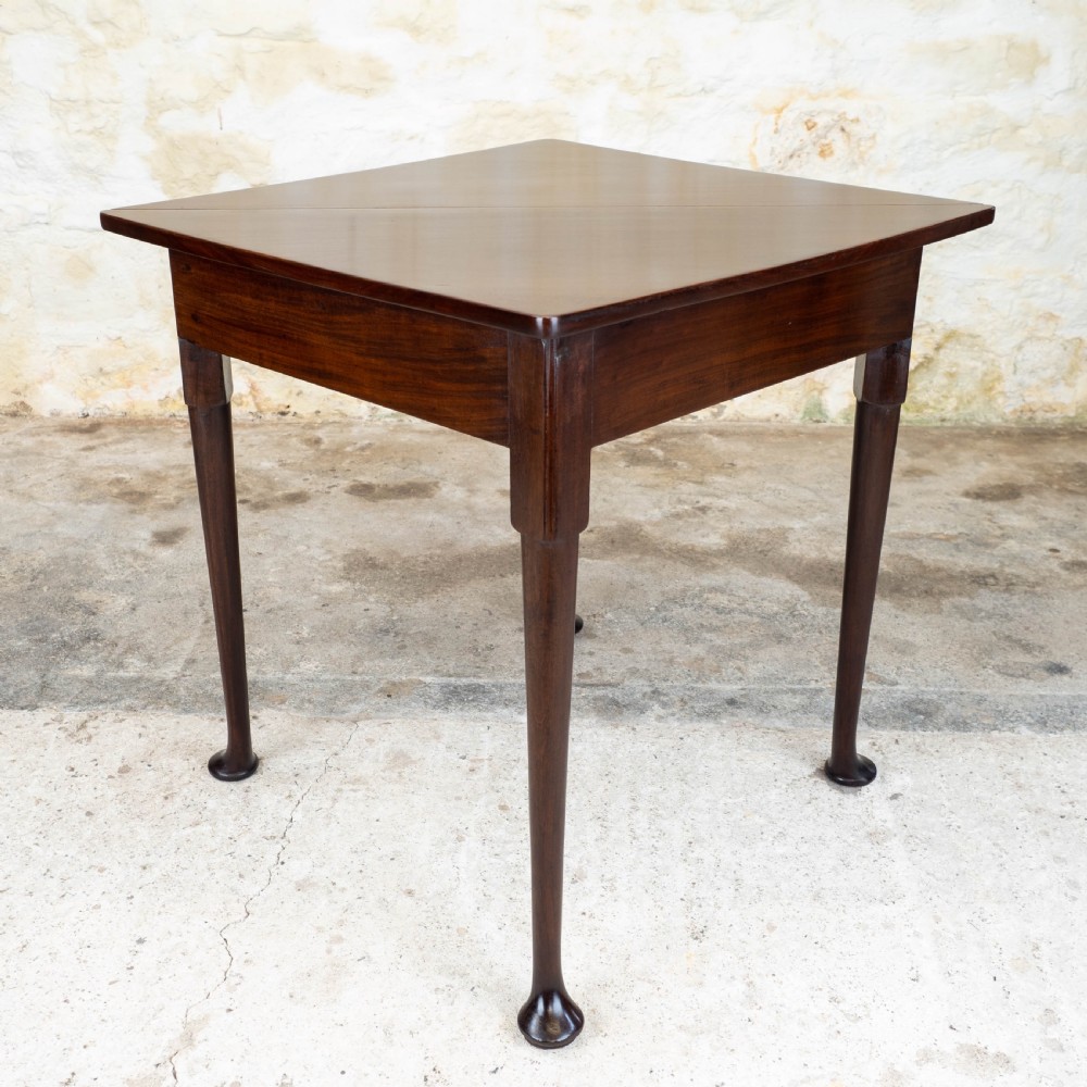 George II Pad Foot Mahogany Triangular Corner Drop-Leaf Tea Table View VI