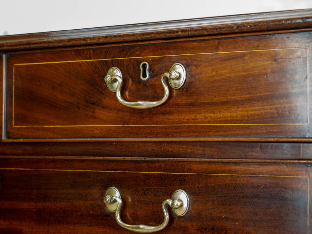 Georgian Mahogany Inlaid Straight Front 4 Height Chest of Drawers View V