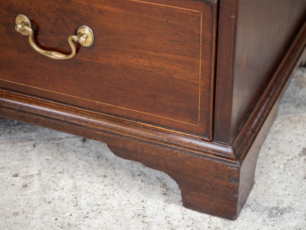 Georgian Mahogany Inlaid Straight Front 4 Height Chest of Drawers View VI