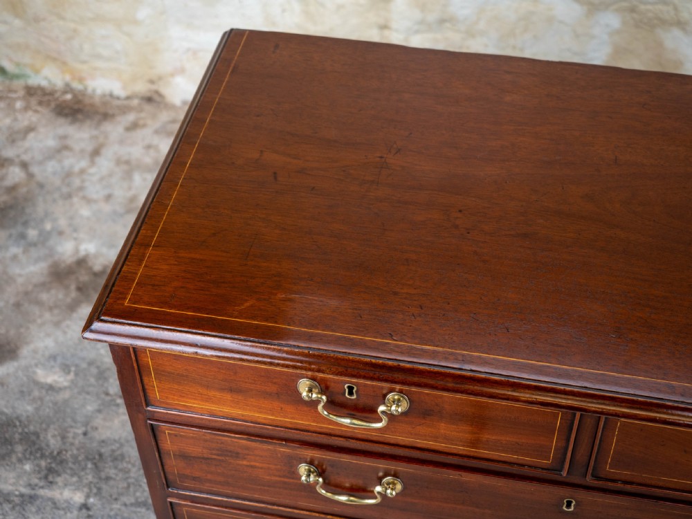 Georgian Mahogany Inlaid Straight Front 4 Height Chest of Drawers View VIII