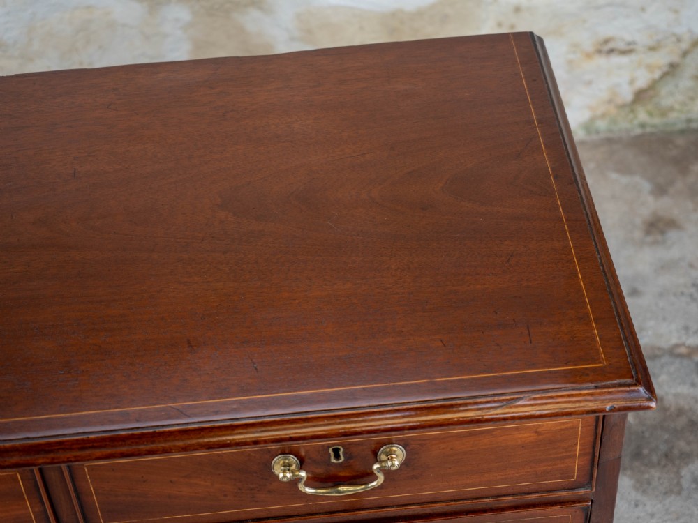 Georgian Mahogany Inlaid Straight Front 4 Height Chest of Drawers View IX