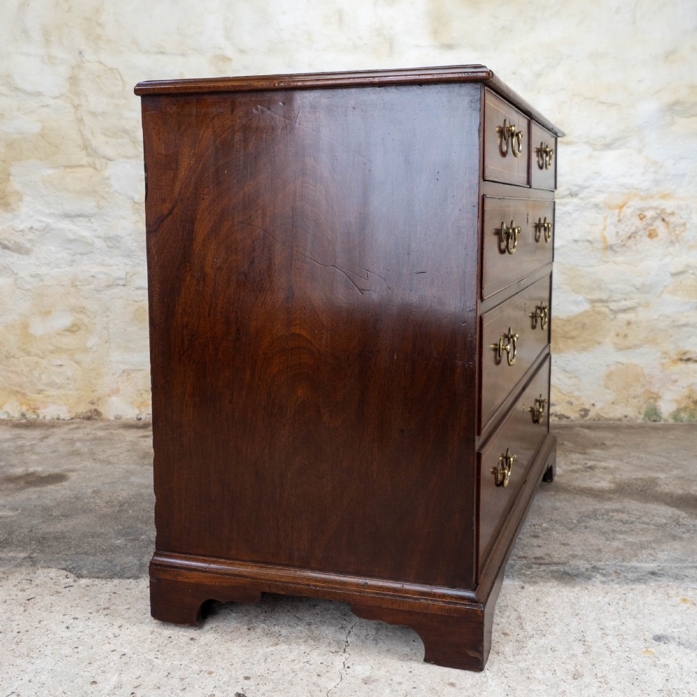 Georgian Mahogany Inlaid Straight Front 4 Height Chest of Drawers View X