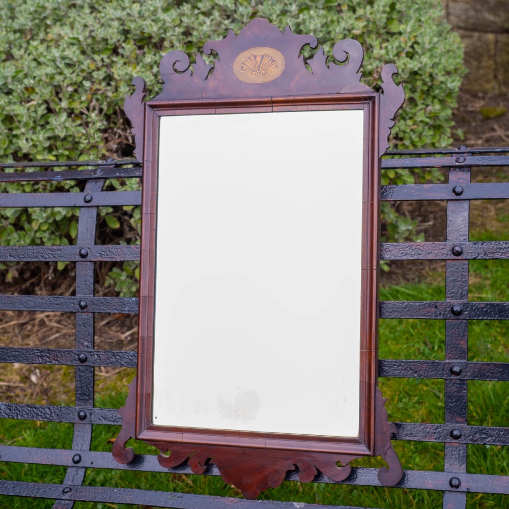 Georgian Fretwork Inlaid Mahogany Pier Glass Wall Mirror