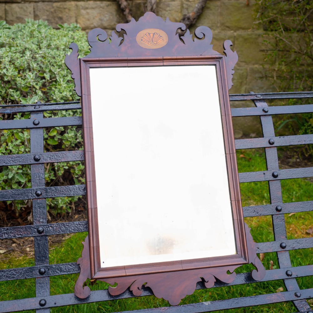 Georgian Fretwork Inlaid Mahogany Pier Glass Wall Mirror View II