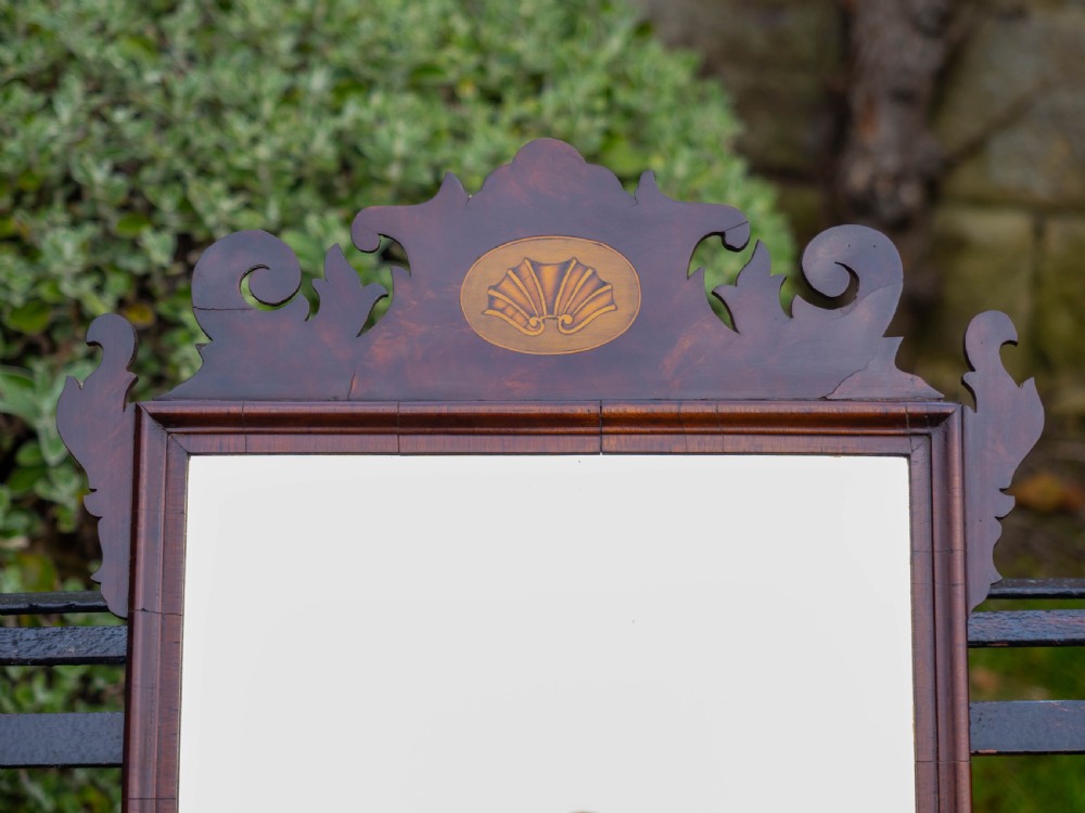 Georgian Fretwork Inlaid Mahogany Pier Glass Wall Mirror View VII